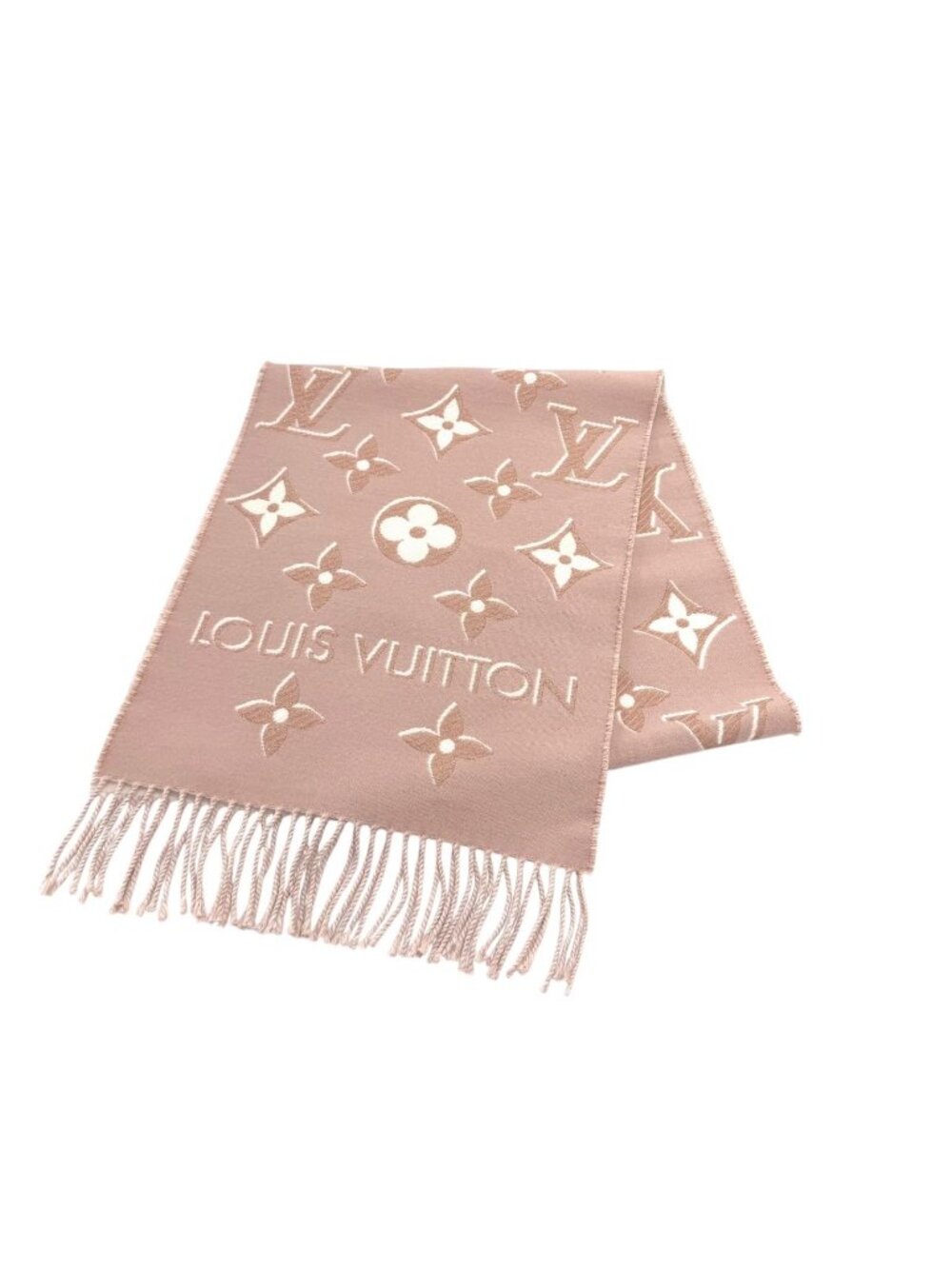 Louis Vuitton LV Essential Shine Wool Silk Blend Rose Scarf 170 34